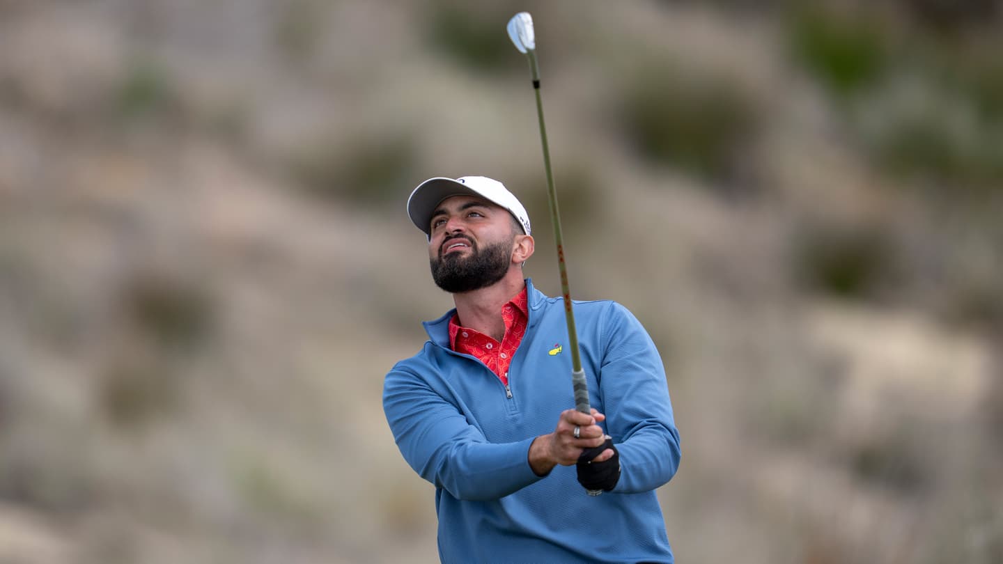 Arkesh Bhatia of India plays his stroke from the No. 5 tee during the first round of the 2026 Asia-Pacific Amateur Championship